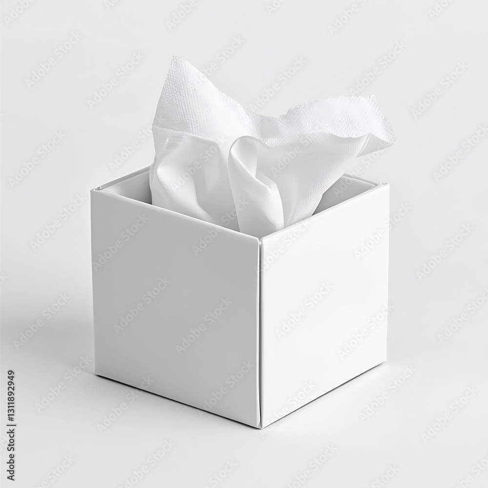 Aufkleber minimalist square tissue box with crumpled tissues for modern home decor : generative ai