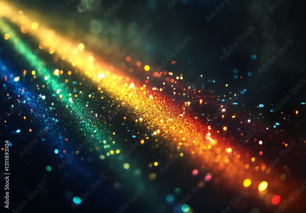 Fototapete colorful glittering abstract background with rainbow sparkles and bokeh effects : generative ai