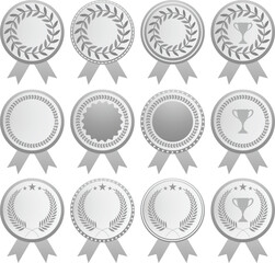 Set of Golden shields laurel wreaths and golden medal Vector illustration  
