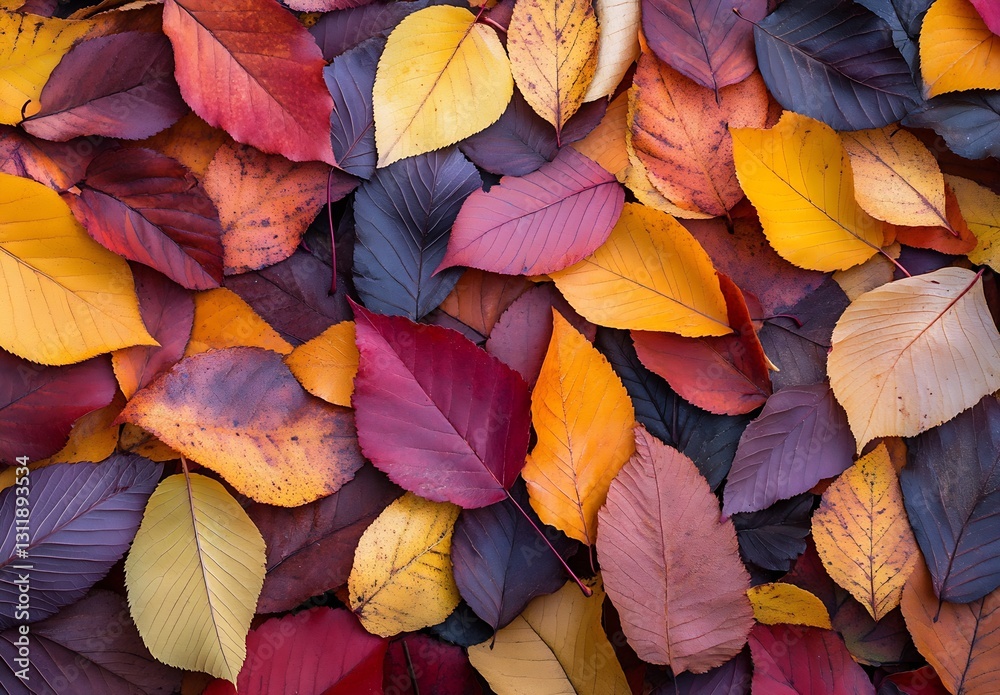 Poster vibrant autumn leaves assorted in beautiful colors creating a natural ground texture : generative ai