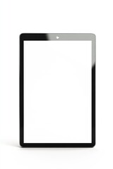 Blank digital tablet with black frame and white screen isolated on white background : Generative AI