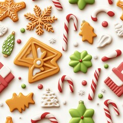 Seamless An array of various christmas cookies displayed together showcasing festive designs for a joyful holiday celebration