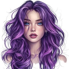 Fototapeta premium Portrait of a woman with purple hair and blue eyes