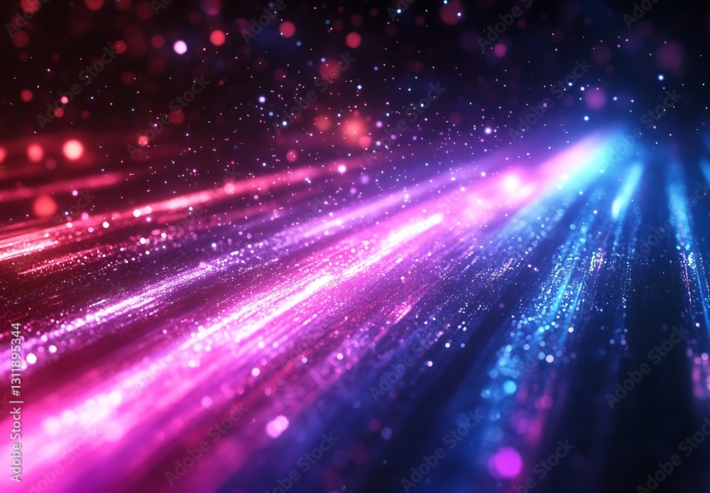 Poster Streaks of Light with Vibrant Colors Creating a Magical Bokeh Effect Background : Generative AI