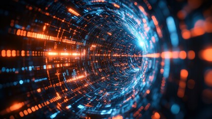 Obraz premium Digital tunnel, glowing code