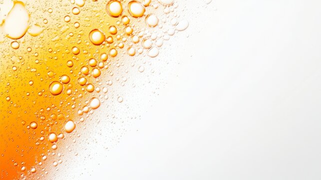 Close-up of orange beverage bubbles on a white background with a refreshing feel - Powered by Adobe