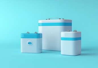 Stylish Contemporary Storage Boxes in Vibrant Blue and White Colors : Generative AI