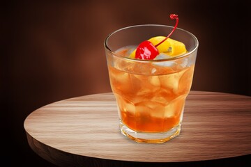 A classic whiskey cocktail on bar counter