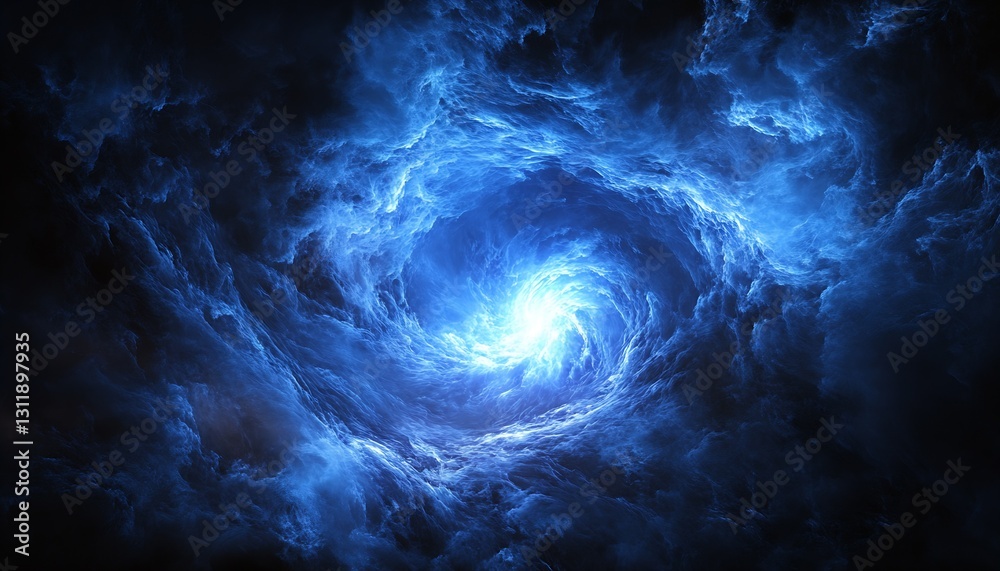 Poster beautiful swirling blue cosmic cloud formation representing the depths of space and the unknown : ge