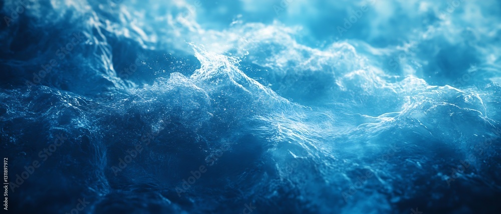 Aufkleber Dynamic Ocean Waves Crashing in a Fascinating Blue Color Palette : Generative AI