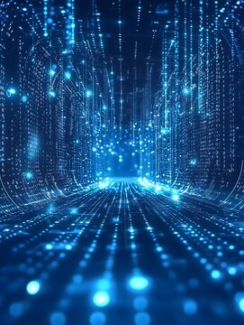Abstract blue digital tunnel with binary code