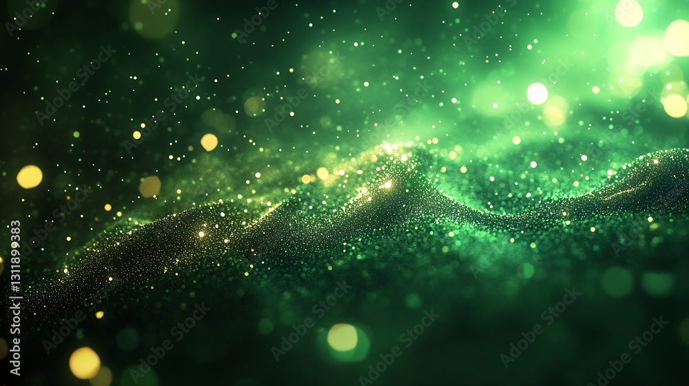Poster Sparkling green abstract design with glowing particles creating a dreamy and vibrant atmosphere : Generative AI