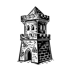 Guard tower illustration in vintage style
