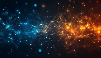 Connecting lines and glowing nodes creating an energetic and captivating digital network illustration : Generative AI