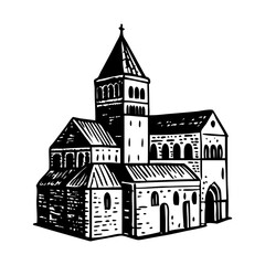 Fototapeta premium Buildings and Landmarks Vintage Illustrations