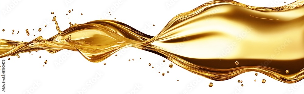 Fototapete vibrant gold liquid splash creating dynamic flowing movement on white background : generative ai