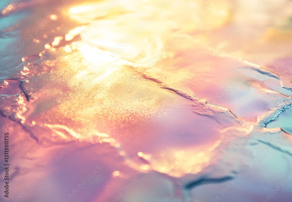Poster Shimmering fluid abstract rainbow surface reflecting sunlight : Generative AI