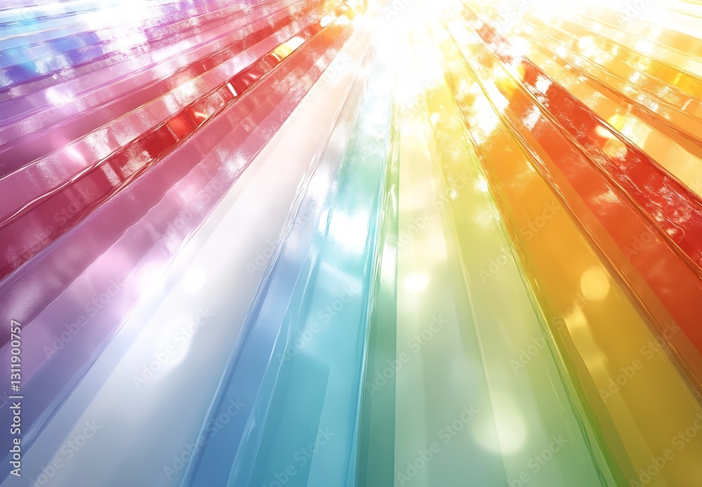 Poster Radiant Rainbow Color Spectrum with Shiny Luminous Stripes and Light Bathed Vibes : Generative AI
