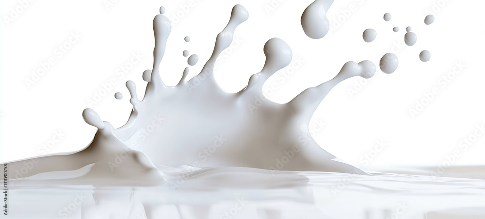 Fototapete Elegant Splash and Droplets of White Liquid on Clean Surface Creating Visual Art : Generative AI