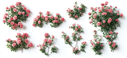 Artistic Arrangement of Pink Roses on White Background for Graphic Design and More : Generative AI