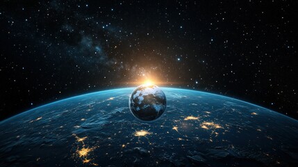 Fototapeta premium Earth rising from space