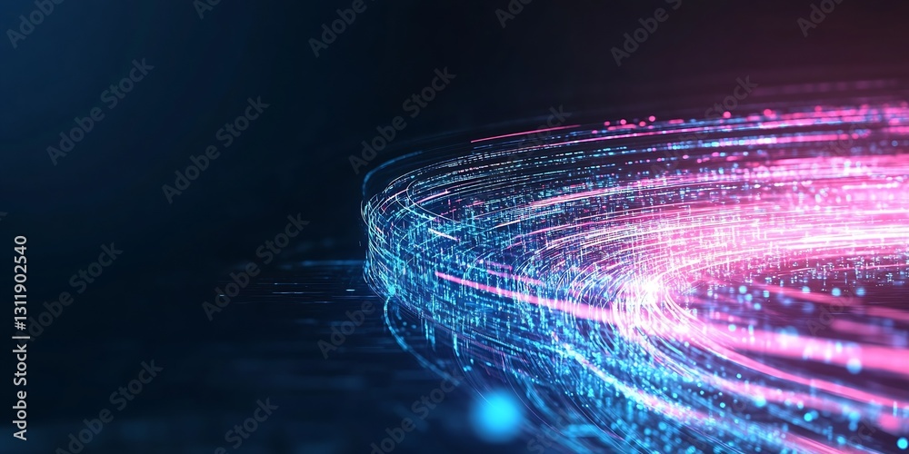 Leinwandbilder Abstract Blue and Pink Light Trails Creating Dynamic Motion Effect Background : Generative AI