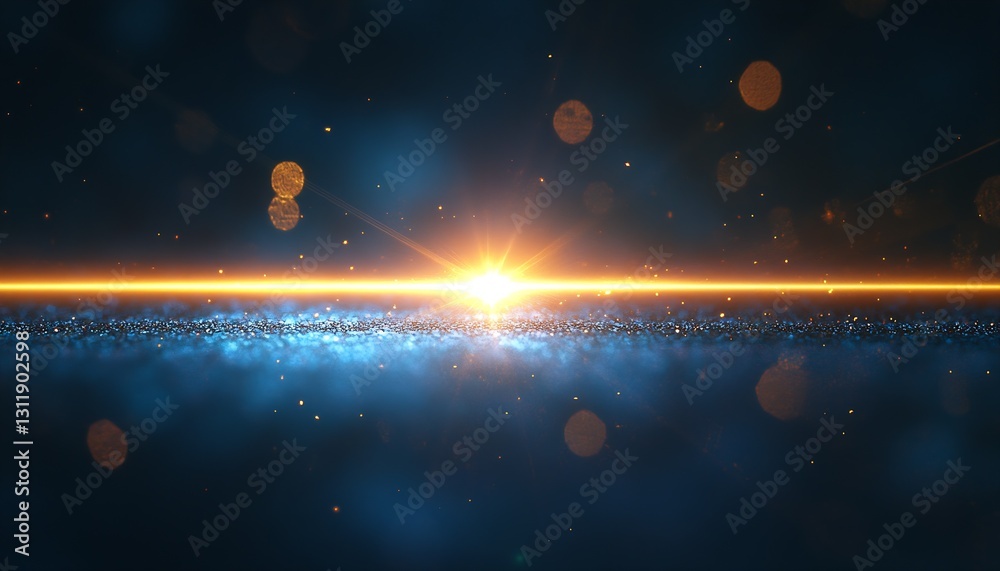 Poster stunning abstract digital artwork depicting a bright sunburst over a starry background : generative 