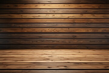 Obraz premium a close up of a wooden floor with a light shining on it