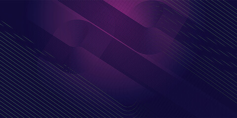Obraz premium Dark purple abstract background with glowing geometric lines. Geometric stripe line art design. Modern shiny gradient lines pattern. Futuristic technology concept.