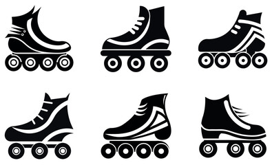 Fototapeta premium Simple Black and White Roller Skate Icons design