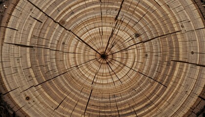 Fototapeta premium Close-Up of Tree Rings on Cut Log Showing Intricate Growth Patterns