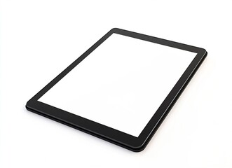 Modern tablet device lying flat on a clean white background showcasing blank screen : Generative AI