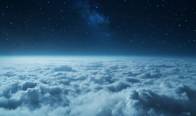 Obraz premium Above the Clouds Under Starry Sky at Night for Background