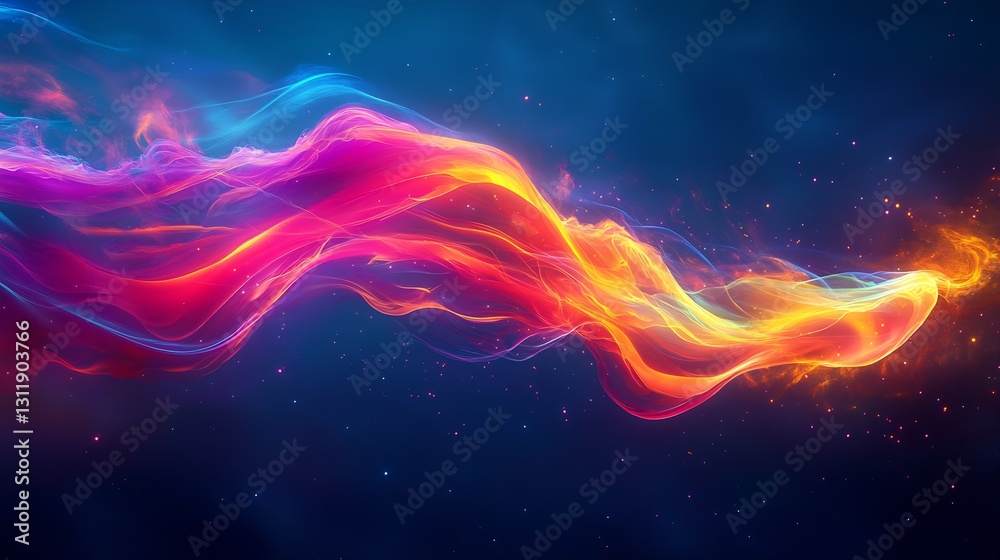 Poster Vibrant Flames and Colorful Smoke Swirl in Spectacular Abstract Background : Generative AI