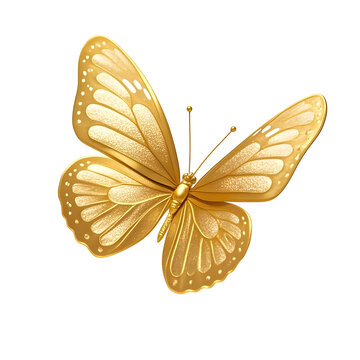 Gold Butterfly &ndash; _A delicate golden butterfly with finely detailed wings, hovering in mid-air with