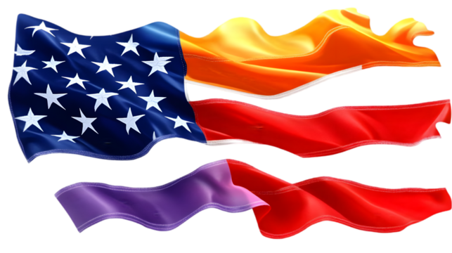 Abstract Flag Waves Isolated on White