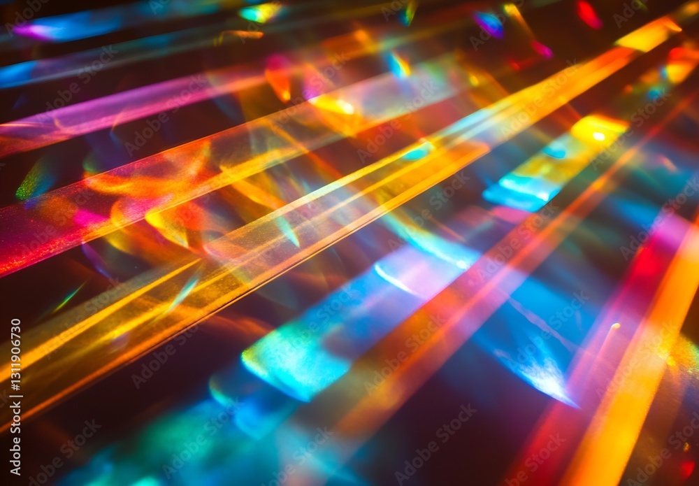 Poster Vibrant Rays of Light and Sparkling Colors in Abstract Display : Generative AI