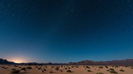 Starry night sky over Namib desert landscape creating an ethereal atmosphere