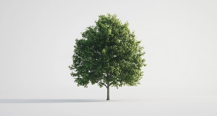 Lush Green Tree with Full Canopy Isolated on a White Background for Design Use : Generative AI