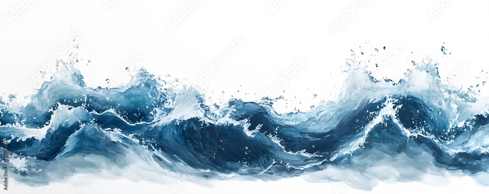 Poster Stylized Water Waves in Rich Deep Tones for Artistic Backgrounds and Prints : Generative AI
