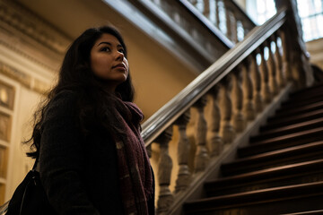 Obraz premium Exploring the elegance of a grand staircase in a historic building on a quiet afternoon