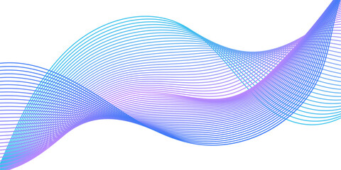 Abstract background with lines and waves. Medium banner size. Element for design isolated on white. Vector background for brochure, booklet, flyer, poster. Colorful gradient. Blue and purple