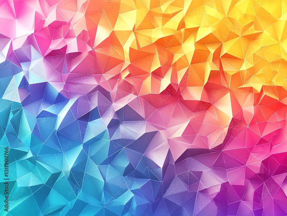 Aufkleber colorful geometric background of gradient triangles in vibrant shades : generative ai