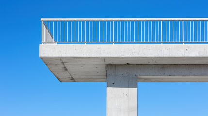 Fototapeta premium Modern Concrete Bridge Deck Railing Blue Sky