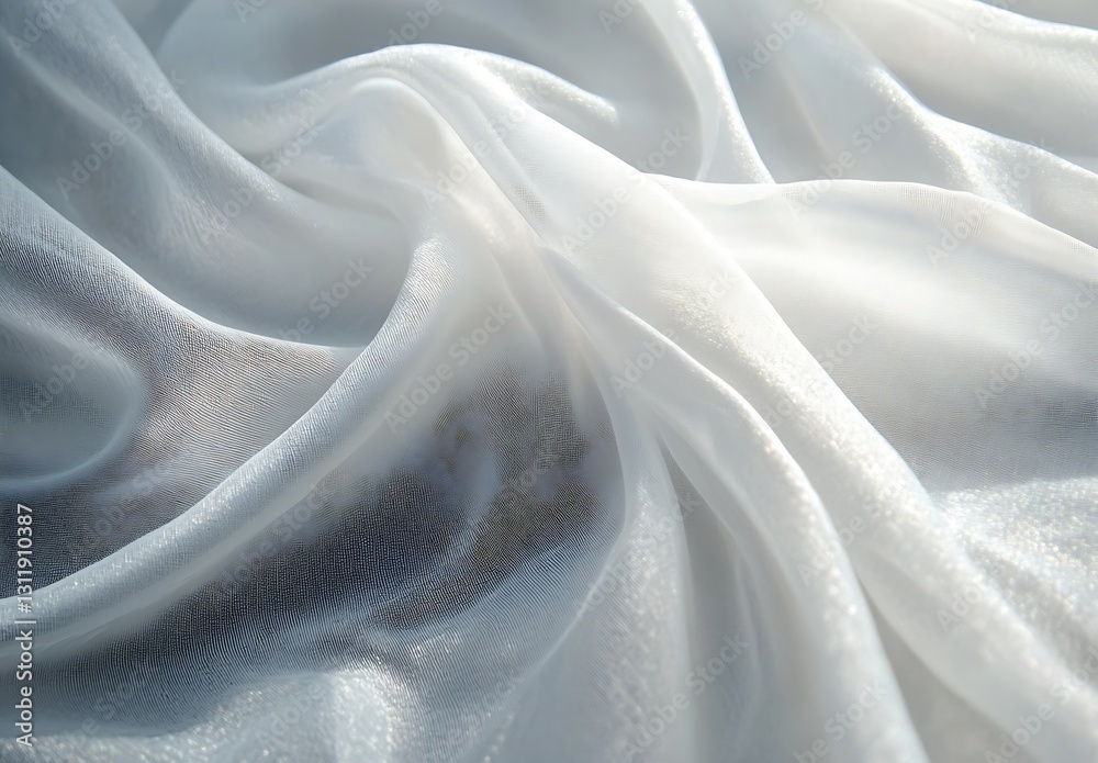 Poster Gentle Flow of Soft White Sheer Fabric Illuminated by Soft Light : Generative AI