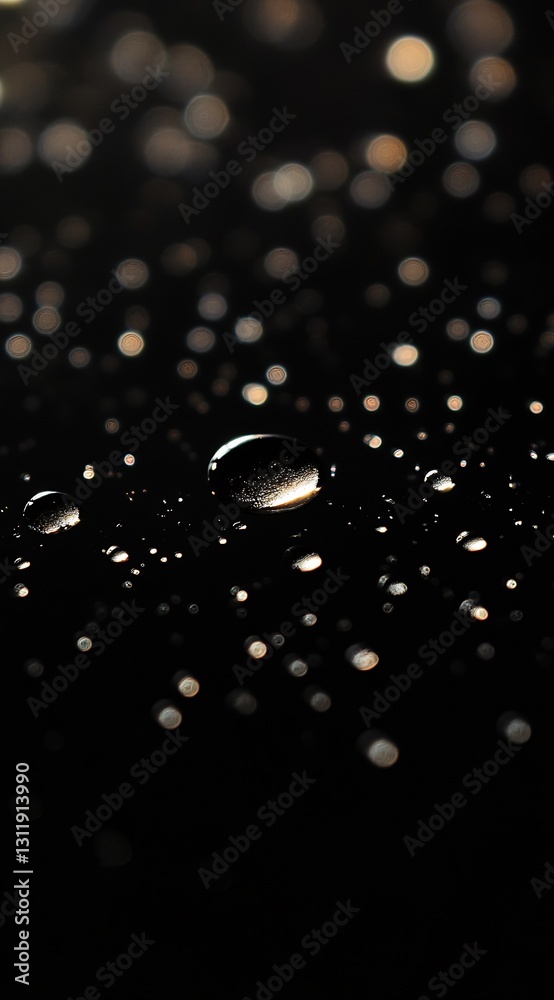 Aufkleber Abstract close up of water drops creating an artistic and dreamy backdrop on a dark surface : Generative AI