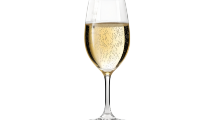 Glass of Sparkling Wine, Isolated on White