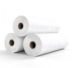 Fototapeta premium Set of Three Rolls of White Paper Towels for Efficient Home Cleaning : Generative AI
