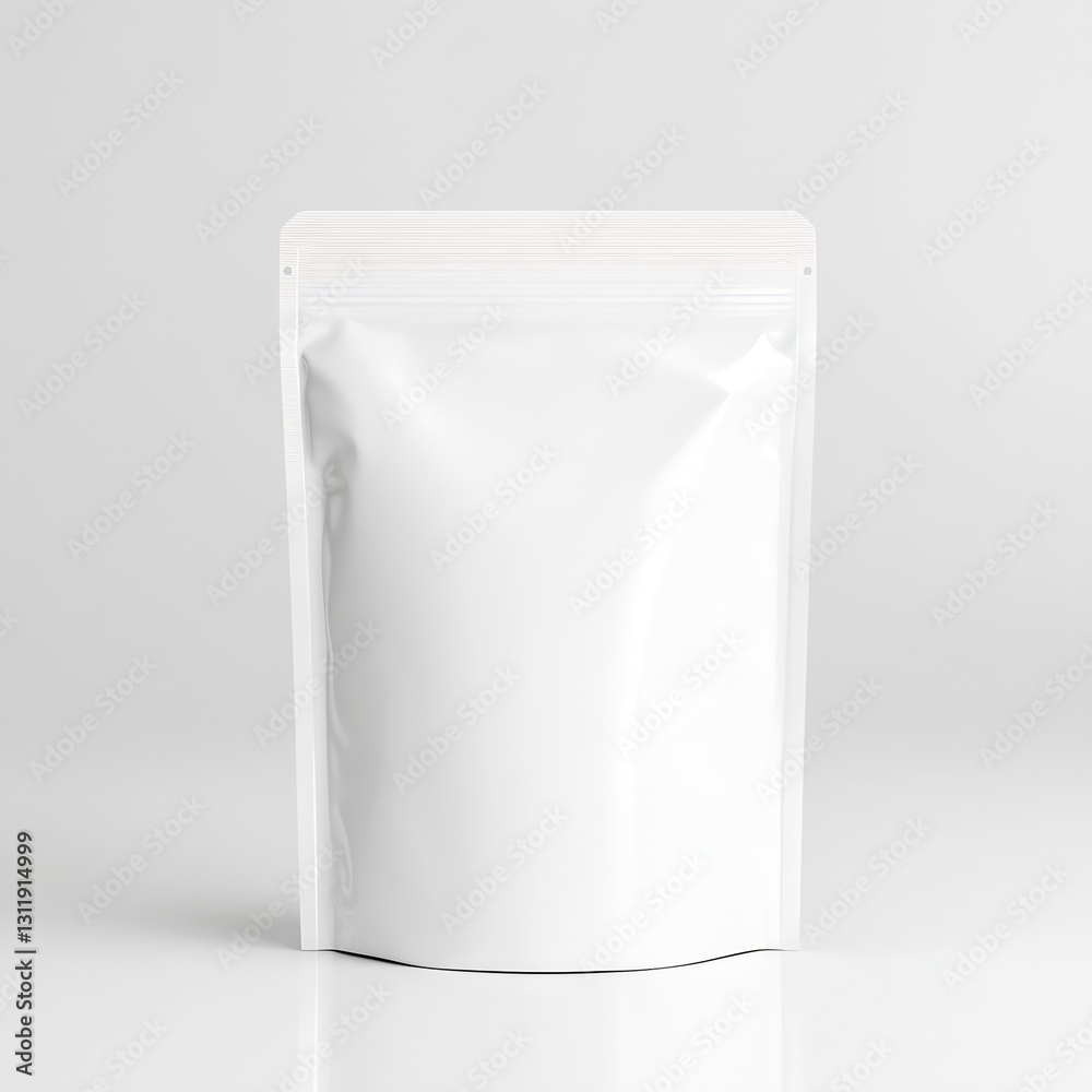 Poster plain white packaging bag isolated on gray background for branding and marketing purposes : generati