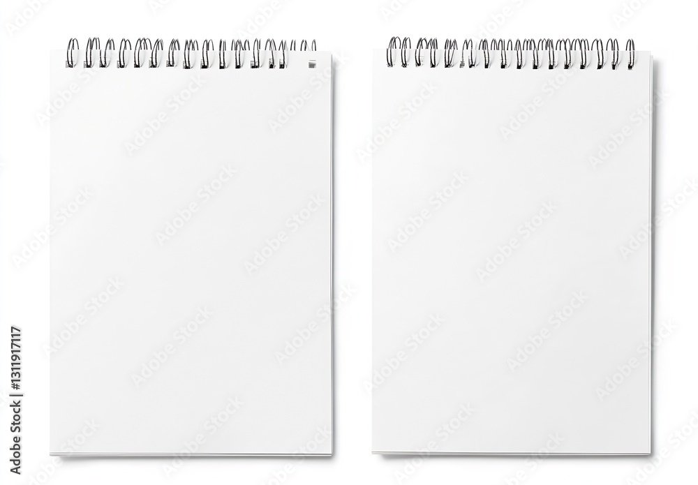 Poster Two spiral notepads with blank pages for taking notes and brainstorming ideas : Generative AI